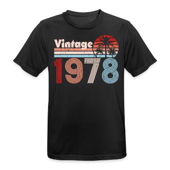 Vintage 1978 Palm Trees Retro Birthday - Men's Breathable T-Shirt - black - Front - AI Model Male 178 light (178cm)