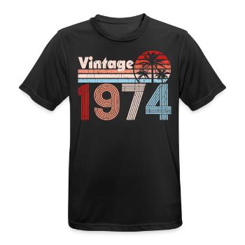 Vintage 1974 Palm Trees Retro Birthday - Men's Breathable T-Shirt - black - Front - AI Model Male 178 light (178cm)