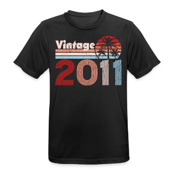 Vintage 2011 Palm Trees Retro Birthday - Men's Breathable T-Shirt - black - Front - AI Model Male 178 light (178cm)