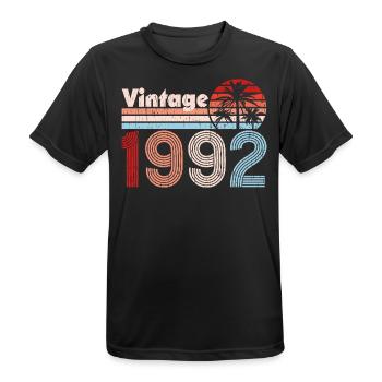 Vintage 1992 Palm Trees Retro Birthday - Men's Breathable T-Shirt - black - Front - AI Model Male 178 light (178cm)