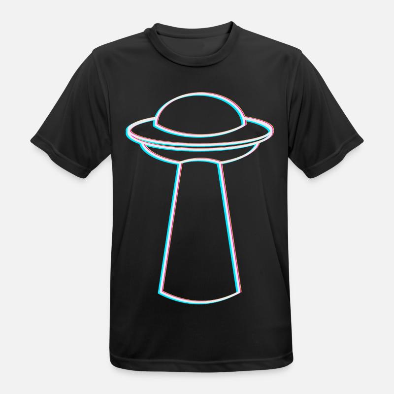 UFO Glitch – Rave & Techno Vibes - Männer T-Shirt atmungsaktiv - Schwarz