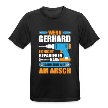 GERHARD Name Geschenk Reparatur reparieren - Männer T-Shirt atmungsaktiv - Schwarz - Vorne - AI Model Male 178 light (178cm)