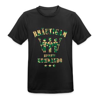 Bräutigam Begleitkommando (JGA / Camouflage / PNG) - Männer T-Shirt atmungsaktiv - Schwarz - Vorne - AI Model Male 178 light (178cm)