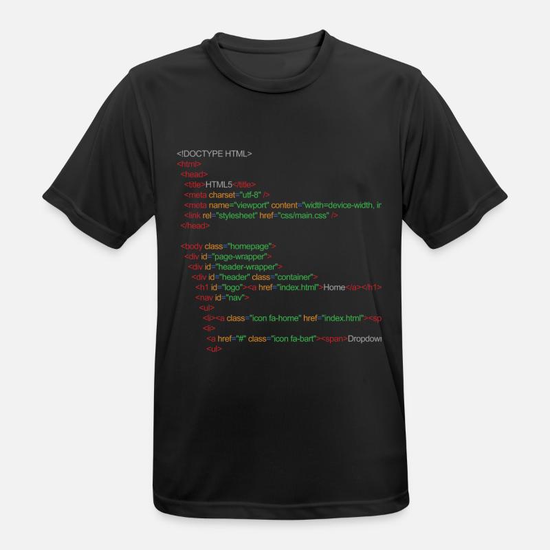 HTML5 code - Men's Breathable T-Shirt - black