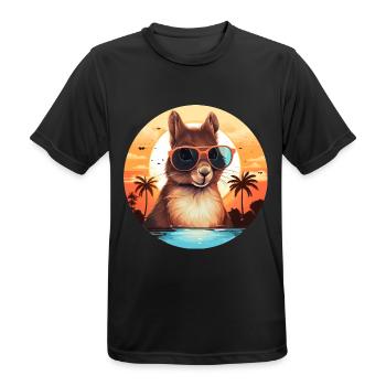 Cool squirrel silhouette, sunset with - Men's Breathable T-Shirt - black - Front - AI Model Male 178 light (178cm)