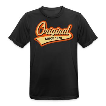 Original Since 1978 (Geburtsjahr, Geburtstag / 3C) - Männer T-Shirt atmungsaktiv - Schwarz - Vorne - AI Model Male 178 light (178cm)