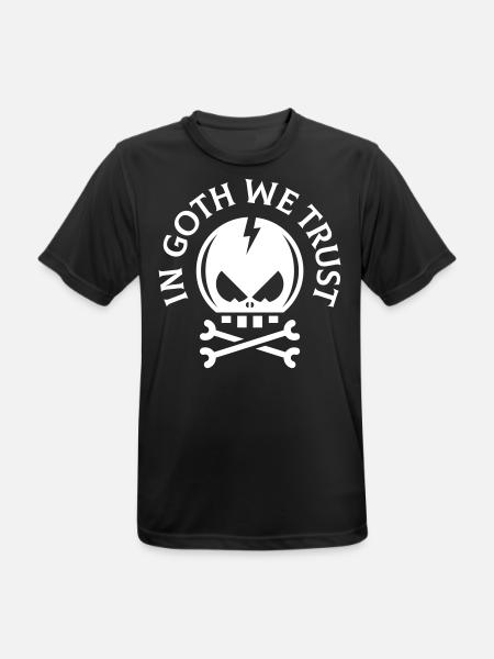 In Goth We Trust (Gothic / Totenkopf / Schädel) - Männer T-Shirt atmungsaktiv - Schwarz