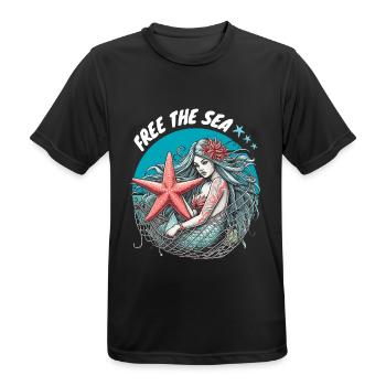 Libérez la mer Sirène Étoile de mer Environnement Nature - T-shirt respirant Homme - noir - Devant - AI Model Male 178 light (178cm)