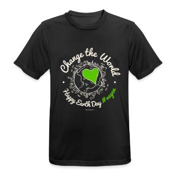 Vegan TShirt "Change the World" (Earth Day) - Men's Breathable T-Shirt - black - Front - AI Model Male 178 light (178cm)