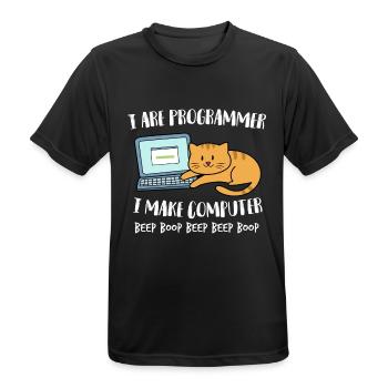 I Are Programmer Computer Lustige Katze Beep Boop - Männer T-Shirt atmungsaktiv - Schwarz - Vorne - AI Model Male 178 light (178cm)