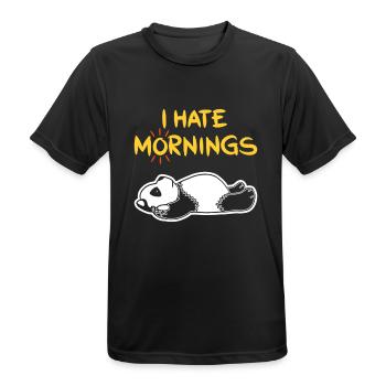I Hate Mornings Funny Panda T-Shirt | Bear Feeling - Männer T-Shirt atmungsaktiv - Schwarz - Vorne - AI Model Male 178 light (178cm)