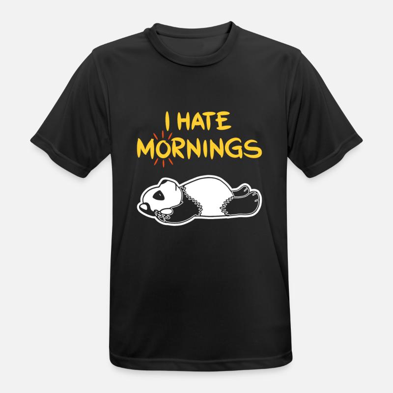 I Hate Mornings Funny Panda T-Shirt | Bear feeling - Men's Breathable T-Shirt - black