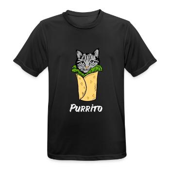Amant de chat d'amoureux de chat de chat de Burrito Meow - T-shirt respirant Homme - noir - Devant - AI Model Male 178 light (178cm)