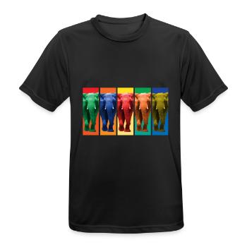 Éléphants - Pop Art - T-shirt respirant Homme - noir - Devant - AI Model Male 178 light (178cm)