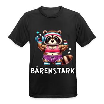 Bärenstarkes Gym-Shirt mit süßem Waschbär-Design - Männer T-Shirt atmungsaktiv - Schwarz - Vorne - AI Model Male 178 light (178cm)
