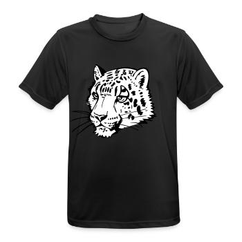 Schneeleopard im Comic Stiel - Männer T-Shirt atmungsaktiv - Schwarz - Vorne - AI Model Male 178 light (178cm)