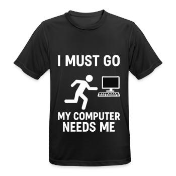 I Must Go – My Computer Needs Me Gaming Design - Männer T-Shirt atmungsaktiv - Schwarz - Vorne - AI Model Male 178 light (178cm)