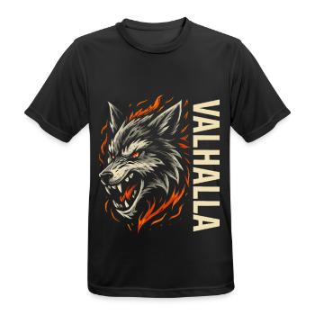 Loup Valhalla – guerrier nordique - T-shirt respirant Homme - noir - Devant - AI Model Male 178 light (178cm)