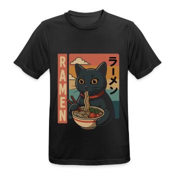 Ramen Cat Retro Japan Style - Men's Breathable T-Shirt - black - Front - AI Model Male 178 light (178cm)