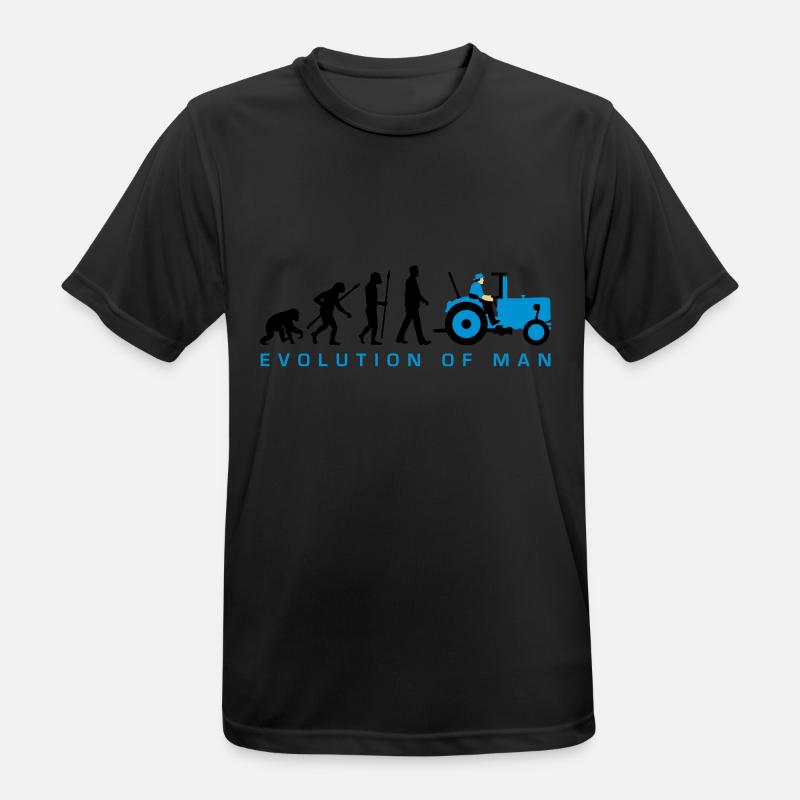 evolution_des_mannes_bauer_mit_trecker_c - Männer T-Shirt atmungsaktiv - Schwarz