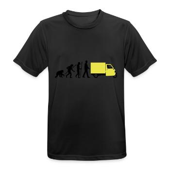 evolution_of_man_Piaggio Ape_092014_a_2c - Männer T-Shirt atmungsaktiv - Schwarz - Vorne - AI Model Male 178 light (178cm)