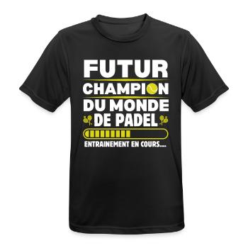 Joueur de padel amateur de padel cadeau padeliste - T-shirt respirant Homme - noir - Devant - AI Model Male 178 light (178cm)