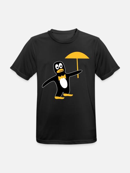 Penguin with umbrella in your desired colours - Men's Breathable T-Shirt - black