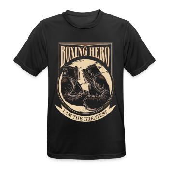 Boxing Hero - The Greatest - On Dark - Männer T-Shirt atmungsaktiv - Schwarz - Vorne - AI Model Male 178 light (178cm)