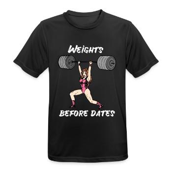 Weights Before Dates Weightlifting Gym Strong Woman - Men's Breathable T-Shirt - black - Front - AI Model Male 178 light (178cm)
