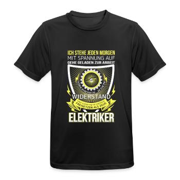 Elektriker Ich stehe jeden morgen mit Spannung auf - Männer T-Shirt atmungsaktiv - Schwarz - Vorne - AI Model Male 178 light (178cm)