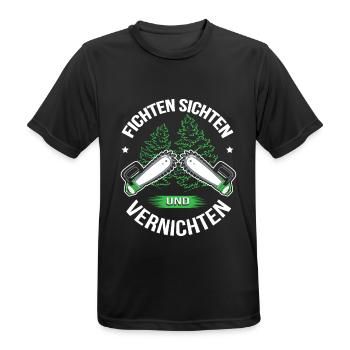 Holzfäller T-Shirt Fichten Sichten und Vernichten - Männer T-Shirt atmungsaktiv - Schwarz - Vorne - AI Model Male 178 light (178cm)