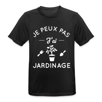 Je peux pas j'ai jardinage - T-shirt respirant Homme - noir - Devant - AI Model Male 178 light (178cm)