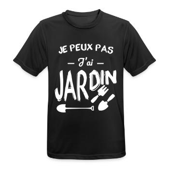 Je peux pas j'ai jardin - T-shirt respirant Homme - noir - Devant - AI Model Male 178 light (178cm)