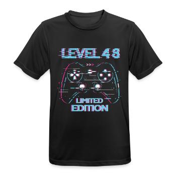 Birthday Level 48 Gaming Limited Edition Gamer - Men's Breathable T-Shirt - black - Front - AI Model Male 178 light (178cm)
