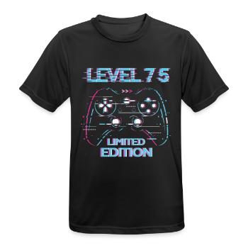 Anniversaire Niveau 75 Gaming Édition Limitée Gamer - T-shirt respirant Homme - noir - Devant - AI Model Male 178 light (178cm)