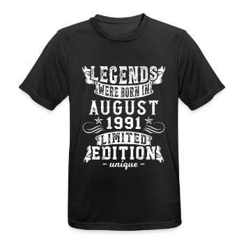 Anniversaire Août 1991 année Edition Limitée Rétro - T-shirt respirant Homme - noir - Devant - AI Model Male 178 light (178cm)