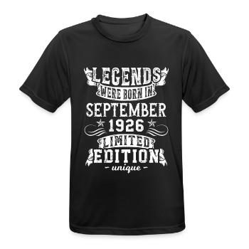 Birthday September 1926 year Limited Edition - Men's Breathable T-Shirt - black - Front - AI Model Male 178 light (178cm)