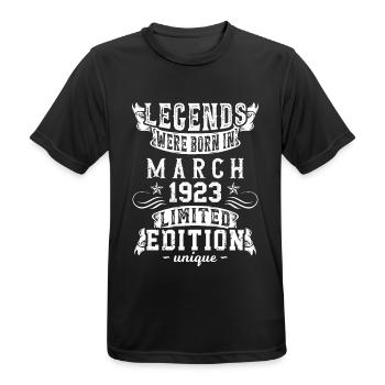 Birthday March 1923 year Limited Edition - Men's Breathable T-Shirt - black - Front - AI Model Male 178 light (178cm)