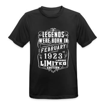Anniversaire Février 1923 Année Edition Limitée - T-shirt respirant Homme - noir - Devant - AI Model Male 178 light (178cm)