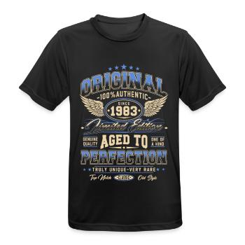 Original 1983 Vintage Born Cadeau d’anniversaire - T-shirt respirant Homme - noir - Devant - AI Model Male 178 light (178cm)