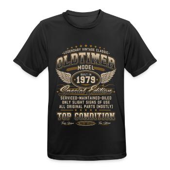 Oldtimer Baujahr 1979 Jahrgang Geburtstag Geschenk - Männer T-Shirt atmungsaktiv - Schwarz - Vorne - AI Model Male 178 light (178cm)