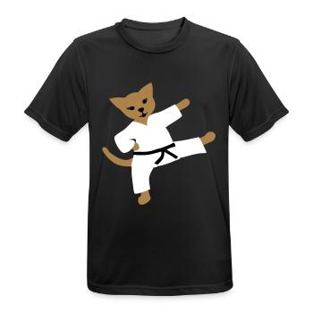 taekwondo katze - Männer T-Shirt atmungsaktiv - Schwarz - Vorne - AI Model Male 178 light (178cm)