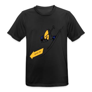 Apres ski - Männer T-Shirt atmungsaktiv - Schwarz - Vorne - AI Model Male 178 light (178cm)