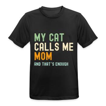 Chat Chat Propriétaire Maman Fête des Mères Rétro Drôle - T-shirt respirant Homme - noir - Devant - AI Model Male 178 light (178cm)