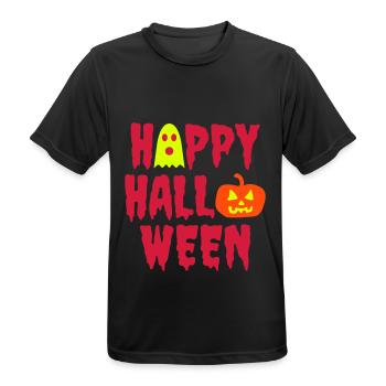 Happy halloween (Geist, Halloweenkürbis) - Männer T-Shirt atmungsaktiv - Schwarz - Vorne - AI Model Male 178 light (178cm)