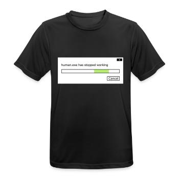 human.exe has stopped working saying human .exe - Men's Breathable T-Shirt - black - Front - AI Model Male 178 light (178cm)
