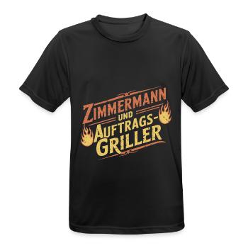 Zimmermann und Auftragsgriller - Männer T-Shirt atmungsaktiv - Schwarz - Vorne - AI Model Male 178 light (178cm)