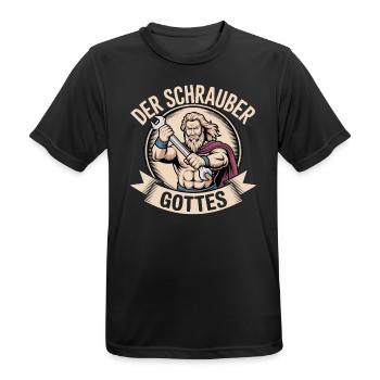 Der Schrauber Gottes - Männer T-Shirt atmungsaktiv - Schwarz - Vorne - AI Model Male 178 light (178cm)