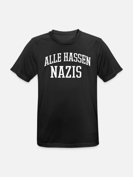 Alle hassen Nazis - Männer T-Shirt atmungsaktiv - Schwarz