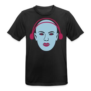 Alien écoute de la musique - T-shirt respirant Homme - noir - Devant - AI Model Male 178 light (178cm)